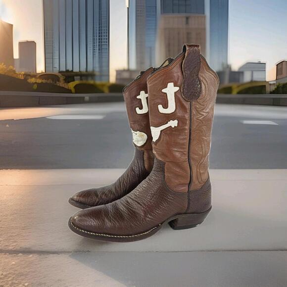 Other - VTG Great Western Custom Boot Two-Tone Leather Boot US 9 Men Side Zip Cowboy